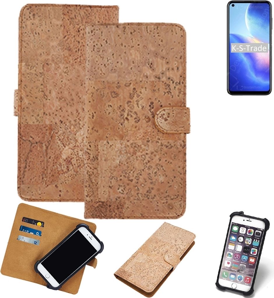 K-S-Trade Hülle kompatibel mit Blackview A90 Kork Handyhülle Cover Schutzhülle TPU Case Bumper in Hellbraun, (1x)