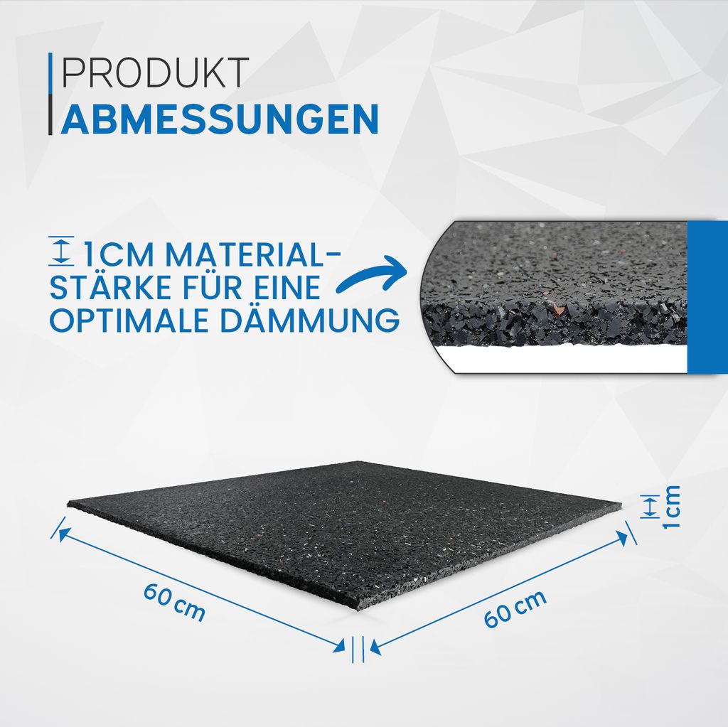 kör4u Premium Antivibrationsmatte 60x60x1cm, zuschneidbar, Produktbild 6
