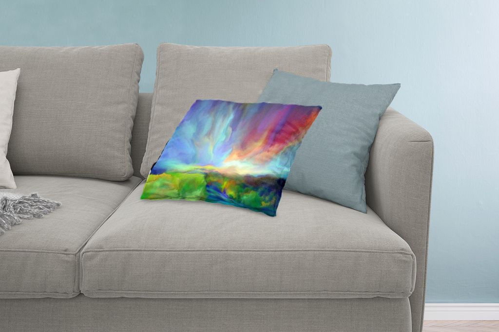 MuchoWow Zierkissen Sofakissen Wohnzimmer Dekokissen 60x40 cm Landschaft - Aquarell - Himmel - Kopfkissen - Polster mit Foto
