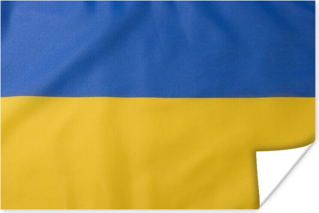 MuchoWow Poster Nahaufnahme der Flagge der Ukraine 120x80 cm - Bilder