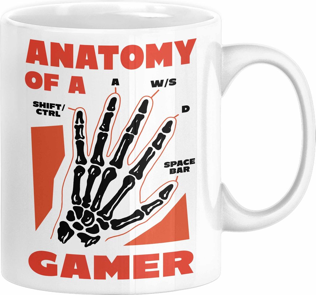 Gamer Geschenk Tasse Anatomy Of A Gamer Zocker Lustige Geschenkidee (Weiß)