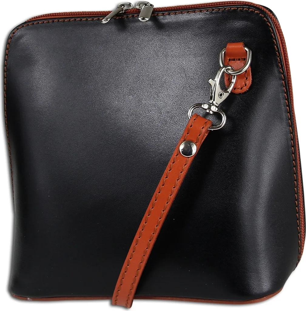 Toscanto OTT109UF Sac à main en cuir marron et noir à double compartiment