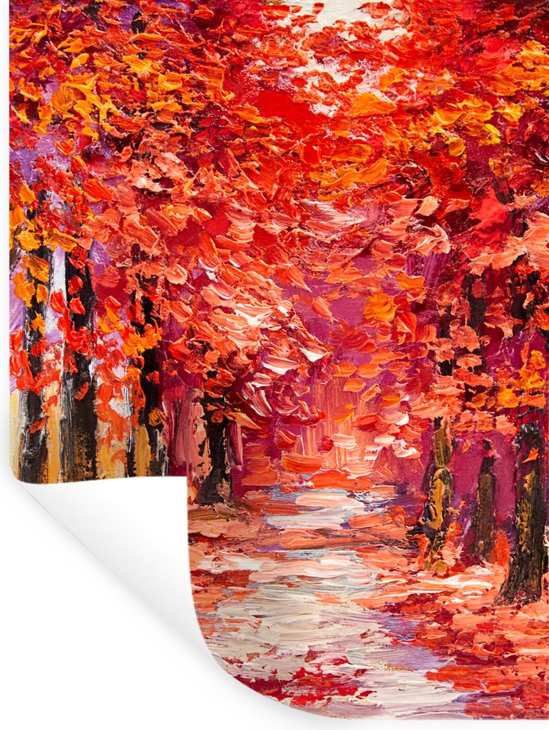 MuchoWow Wandtattoo Wandsticker Wandaufkleber Gemälde - Bäume - Herbst - Ölgemälde 60x80 cm Selbstklebend und Repositionierbar - Repositionie...