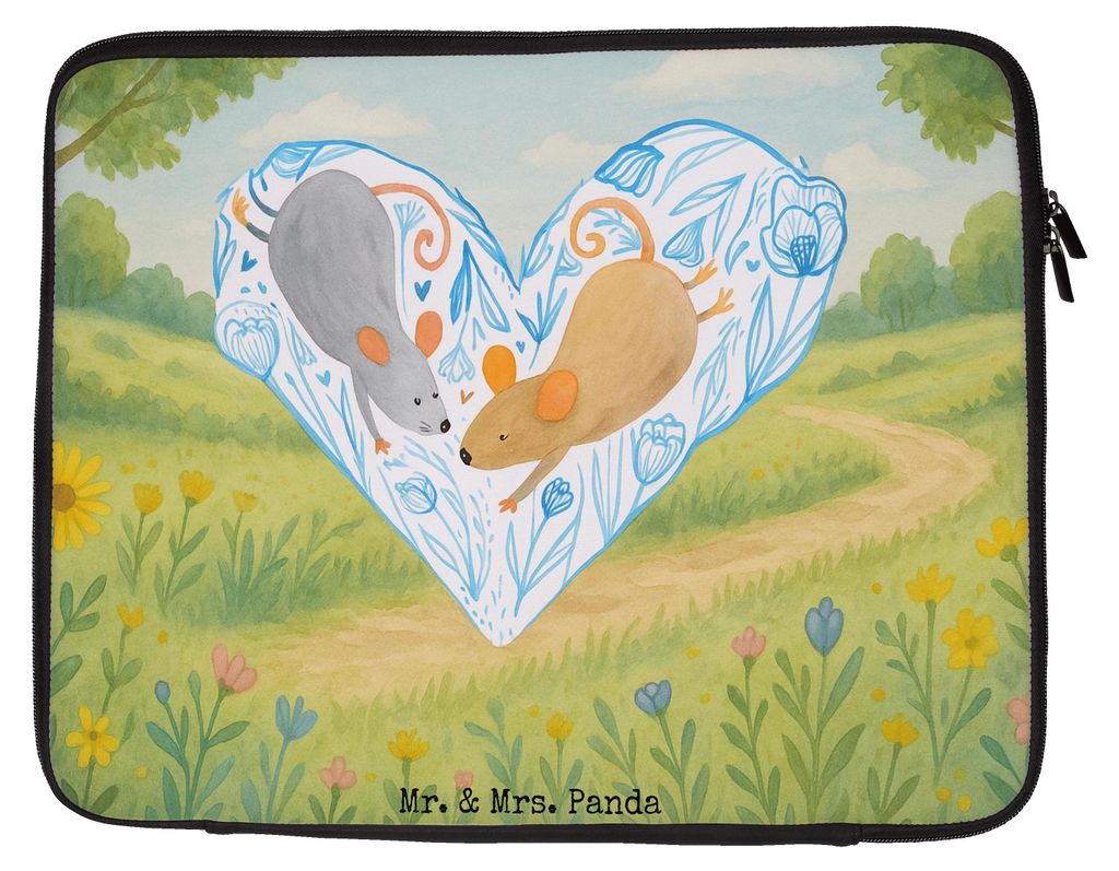 Mr. & Mrs. Panda Laptophülle Mäuse Herz Design 33 x 42 cm - Weiß - Geschenk, Laptoptasche, Laptop Hülle, Tasche, Verheiratet, Hochzeit, Freundi...