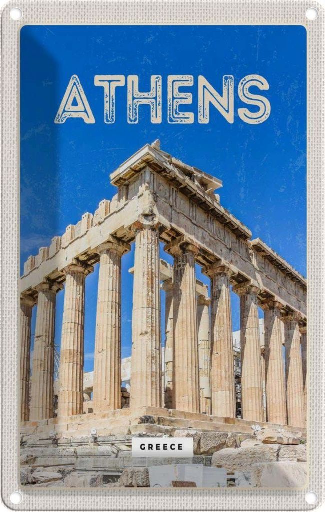 vianmo Blechschild 30x20 cm Athen Greece Akropolis Bildmotiv Reisemotiv Abenteuer Reisen Urlaub