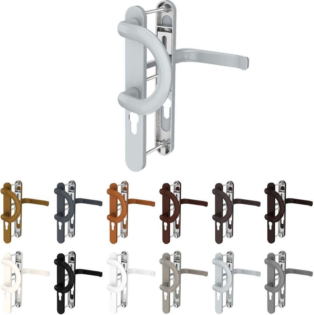 Premium Drückergarnitur Saturn DHS 92mm - Oval - Griff-Bügel, Farbe:Schwarz RAL 9005, Schildbreite:52mm