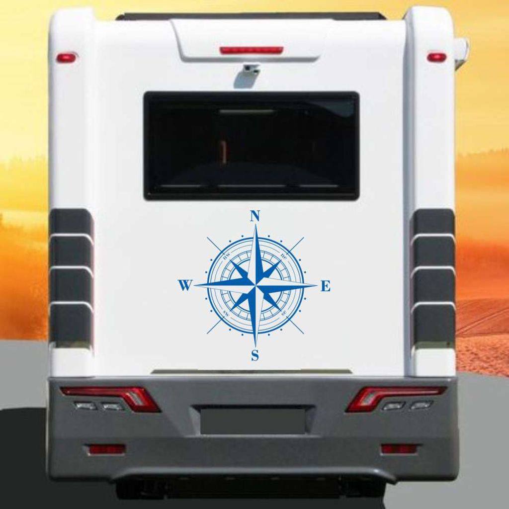 Wohnmobil Aufkleber Kompass Größe 50cm Farbe dunkelrot Caravan Camping