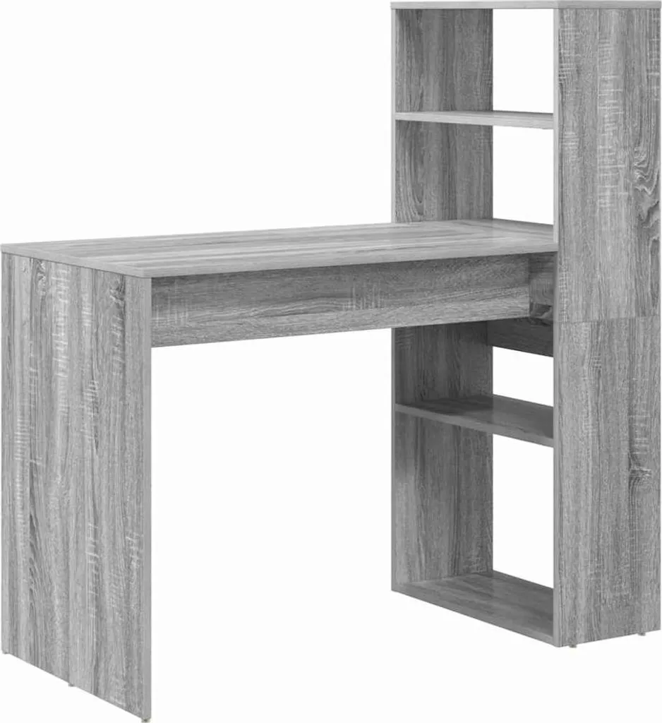 Scrivania Grigio Sonoma 113x54 cm SYFAX Legno Multistrato con Ripiani