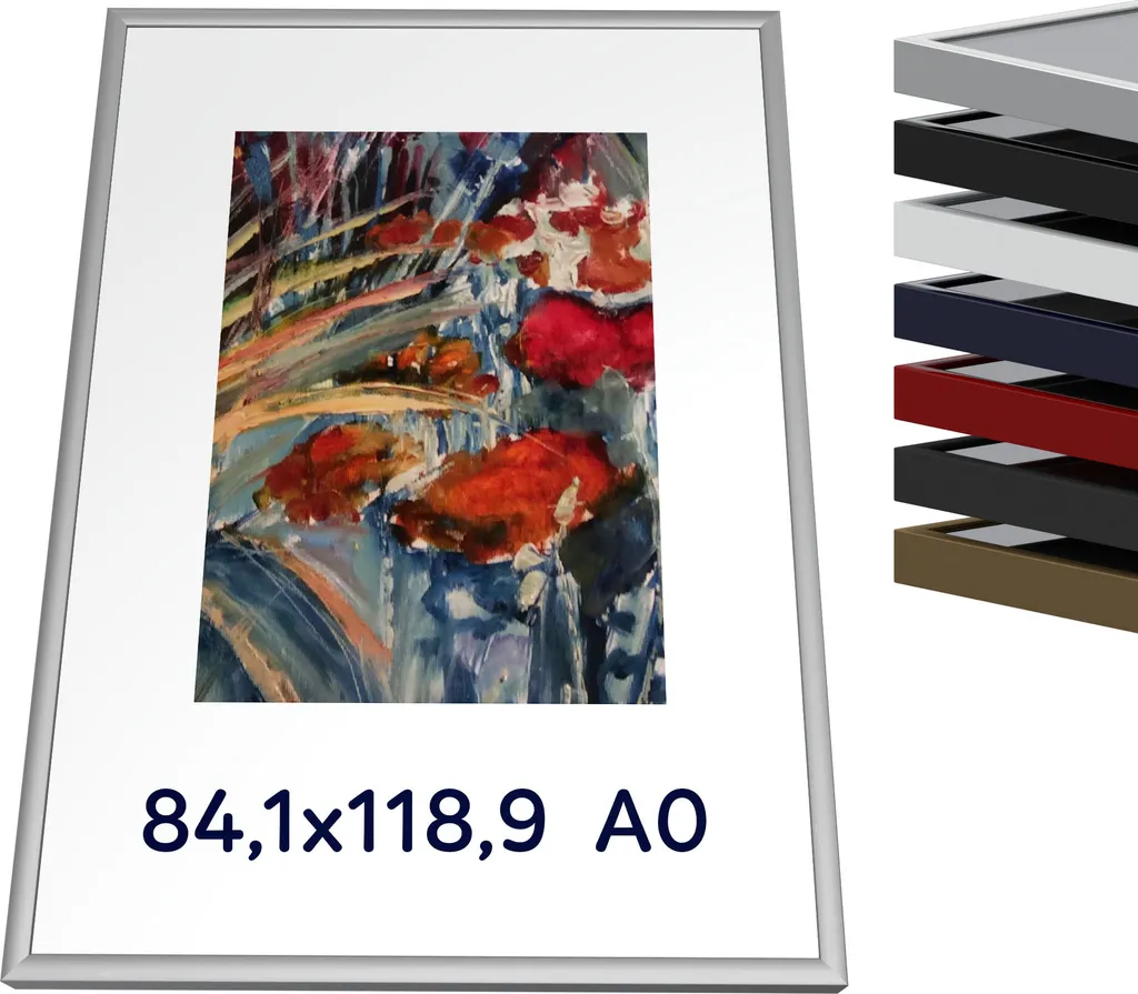 Cornice A0 Argento Opaco 84,1x118,9 cm Metallo Plexiglass Antiriflesso