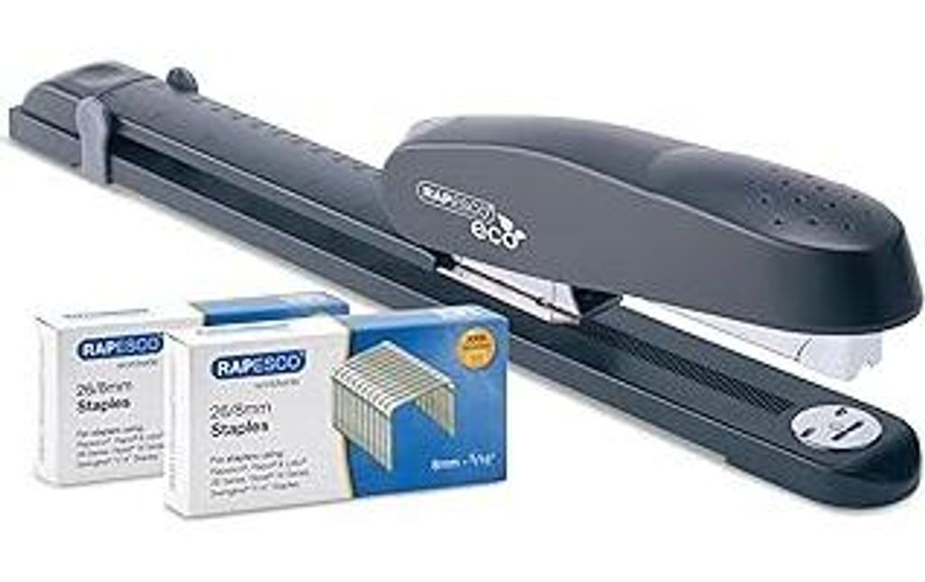 Rapesco 1281 ECO 790 Hochleistung Langarm-Heftgerät mit 10.000 Heftklammern des Typs 26/8 mm, 50 Blatt Kapazität, Anthrazit