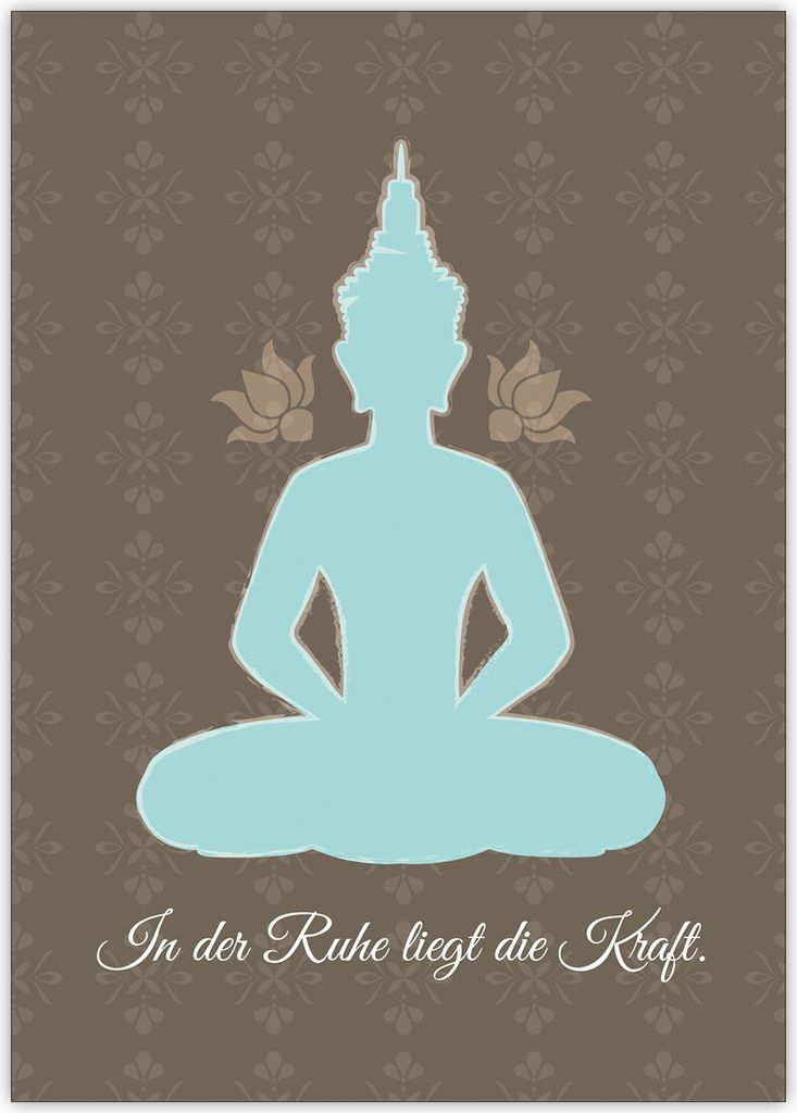 4x schöne Beistandskarte mit Buddha Motiv: In der Ruhe liegt die Kraft
