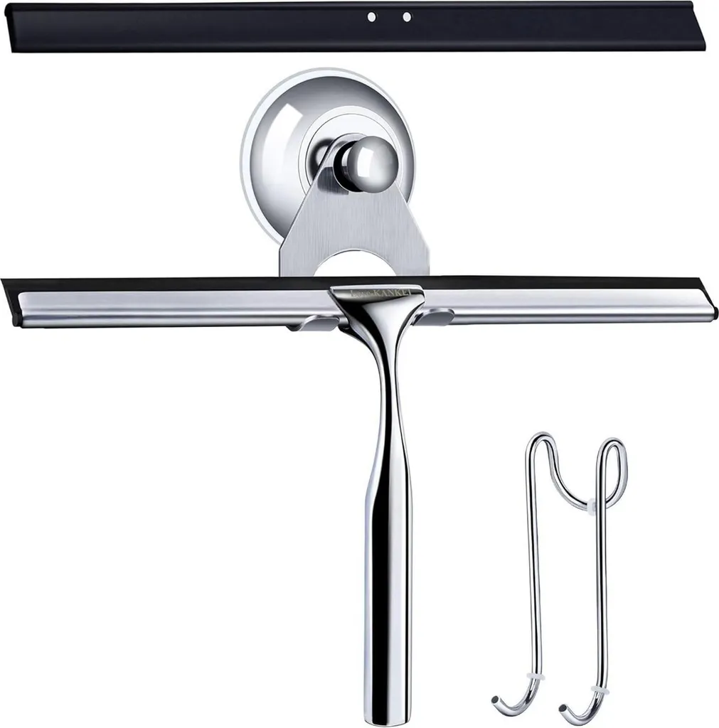 Raclette de douche inox anti-calcaire avec fixation ventouse sans trou
