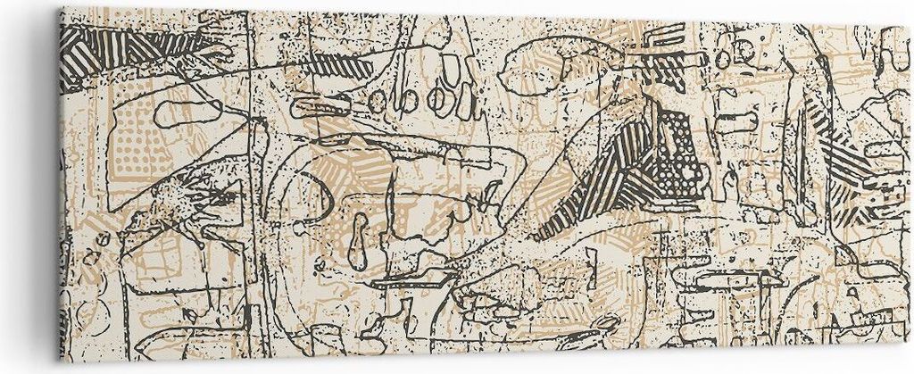 Bild auf Leinwand - Leinwandbild - Einteilig - Graffiti Kritzeleien Zeichnen - 140x50cm - Wand Bild - Wanddeko - Wandbilder - Leinwanddruck - Bilde...