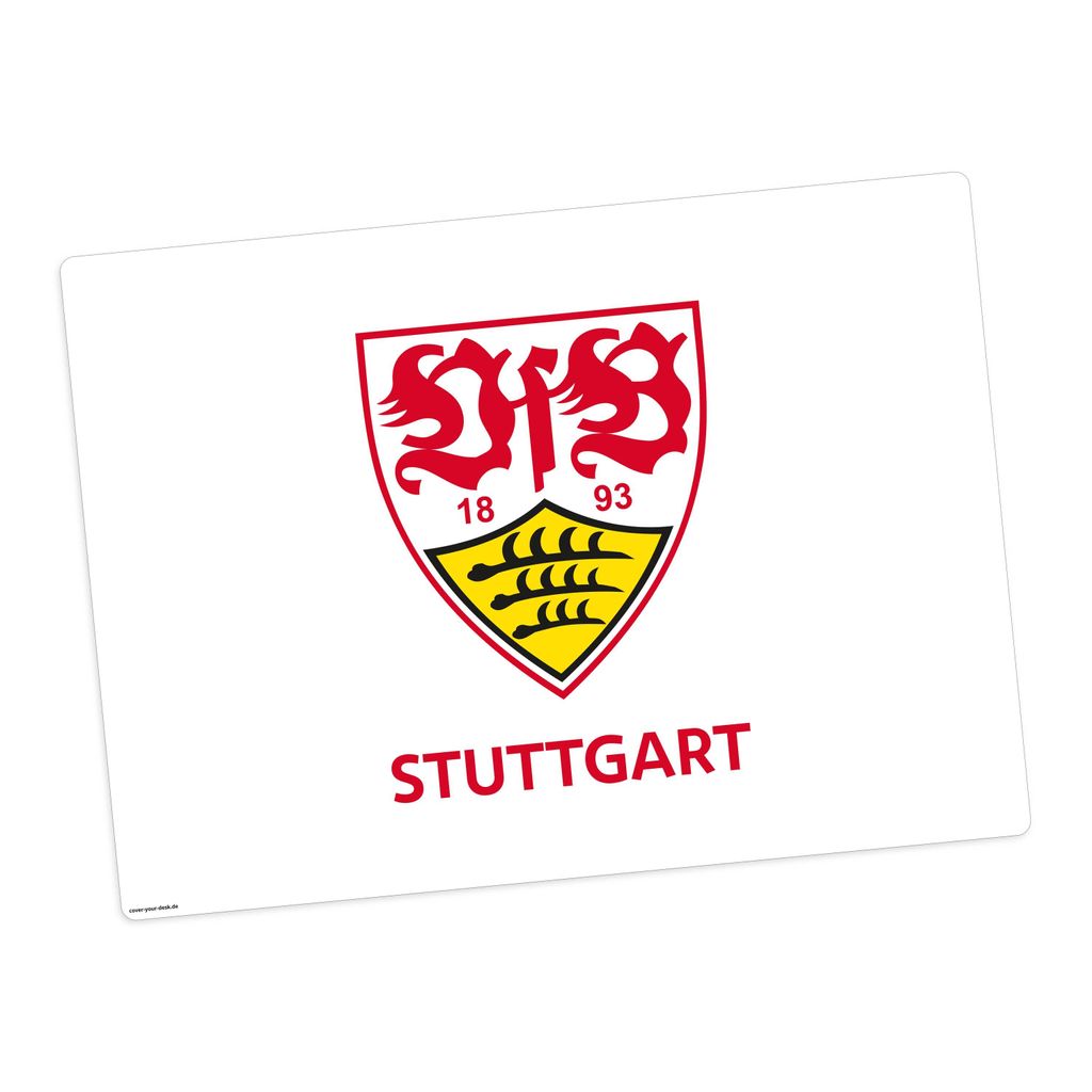 Tischset | Platzset abwaschbar -„VfB Stuttgart - Logo weiß" aus Premium Vinyl - 44x32 cm – rutschhemmend, abwaschbar - Germany
