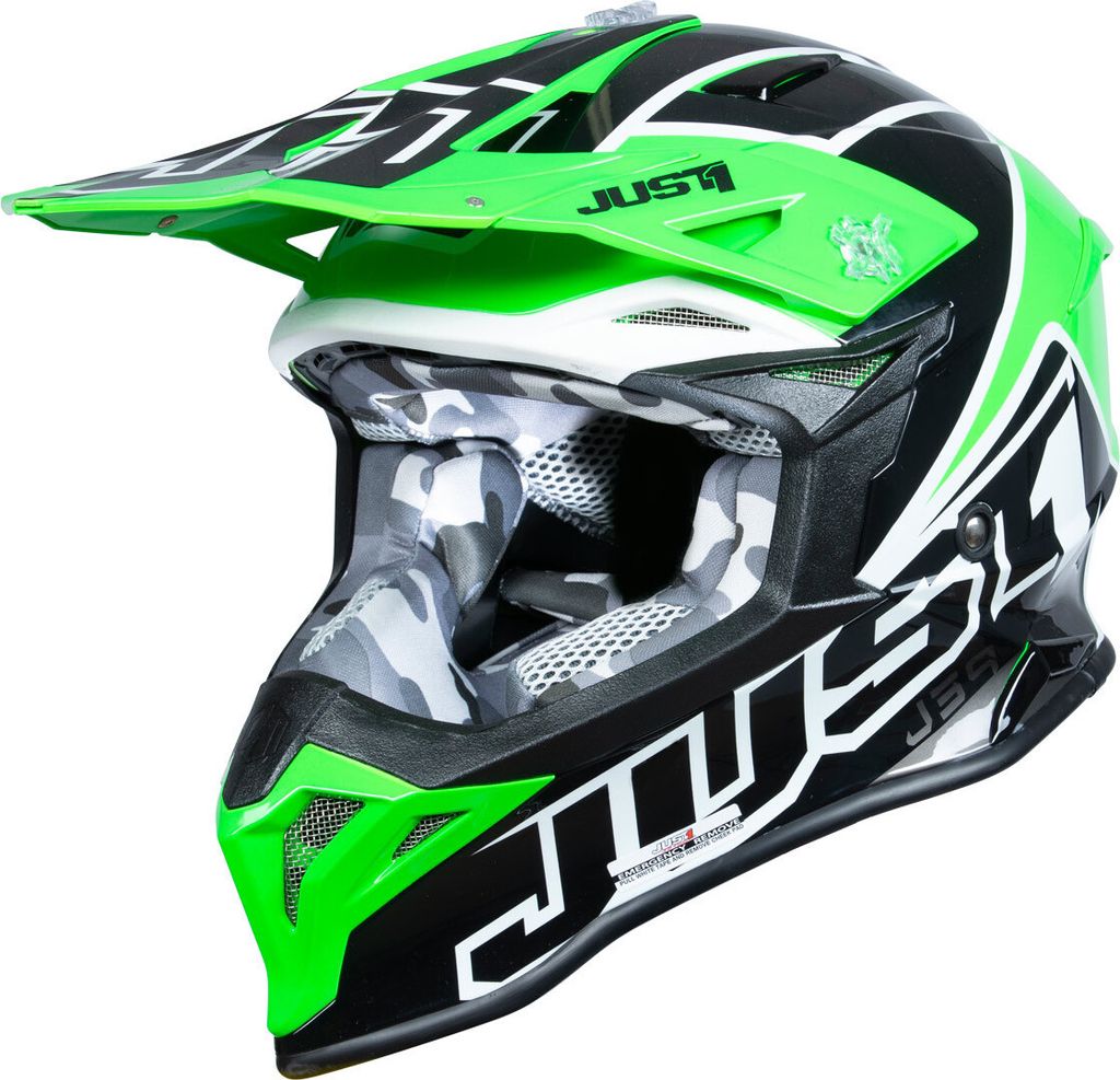 Just1 J39 Thruster Motocross Helm, schwarz/weiß/grün, L (59/60)
