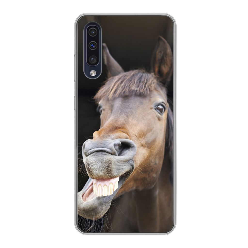 MuchoWow Handyhülle Schutzhülle Hülle für Samsung Galaxy A30s Pferd - Lustig - Stall - Kinder - Jungen - Mädchen - Kinder Silikon Softcase H...