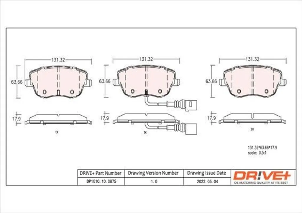 Plaquettes de frein avant Dr!ve+ DP1010.10.0875 pour Seat Ibiza 6L 6J