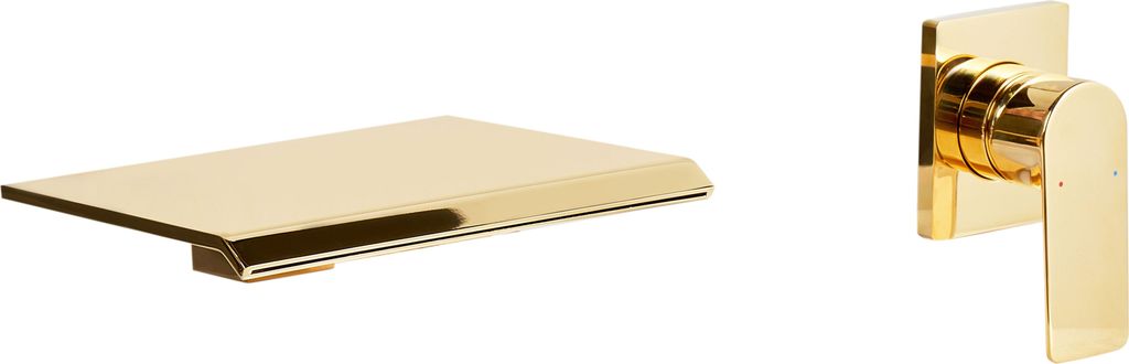 BELIANI Wandarmatur für Waschbecken mit Wasserfallauslauf gold Messing Einhebel