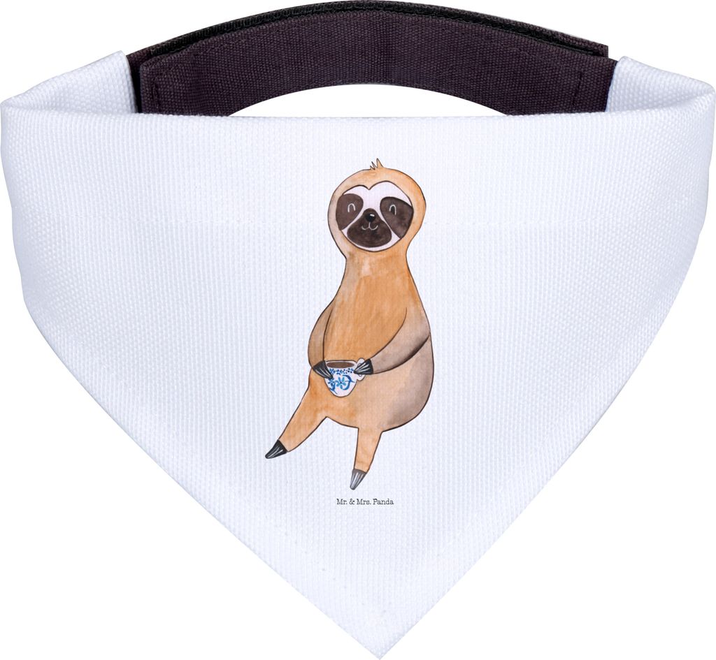 Mr. & Mrs. Panda Bandana Faultier Kaffee - Weiß - Geschenk, Hundehalstuch, Hunde Halstuch, Faultiere, Dreieckstuch, Hund, Coffeelover, Coffeeaddic...