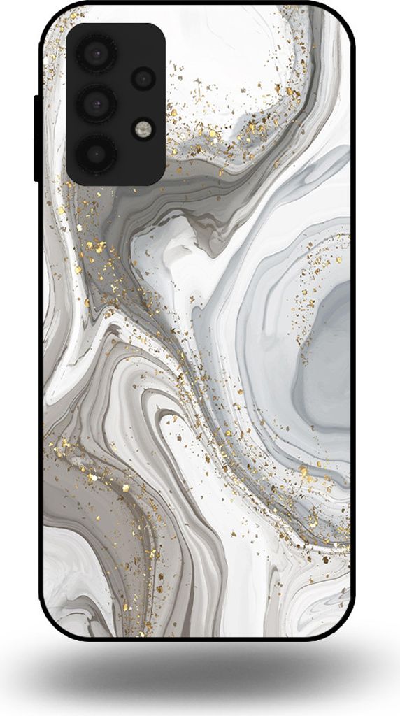 Smartphonica Handytasche passend für Samsung Galaxy A32 5G mit Marmordruck - TPU Rückseitenschutzhülle Marmordesign - Silber
