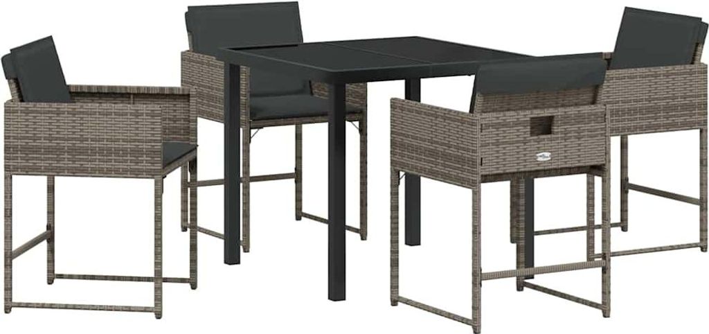 vidaXL Garten Essgruppe 5 pcs Grau Poly-Rattan Produktbild 