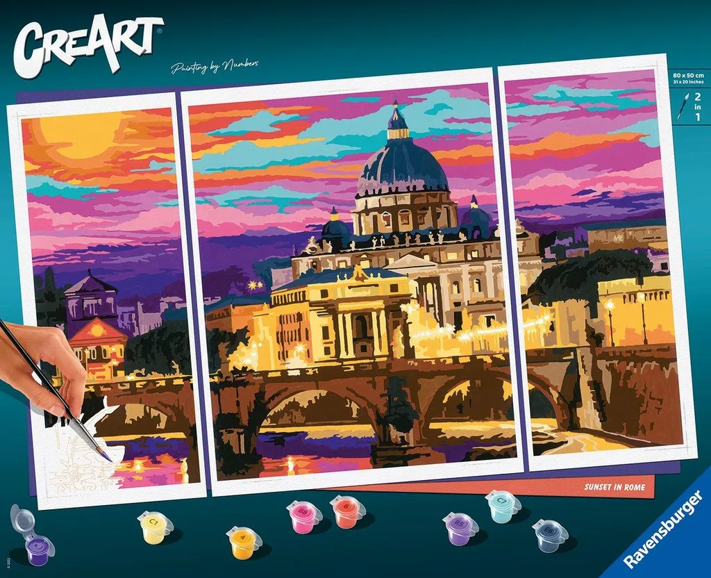 Peinture par numéros CreArt Panorama de Rome avec pots acryliques inclus