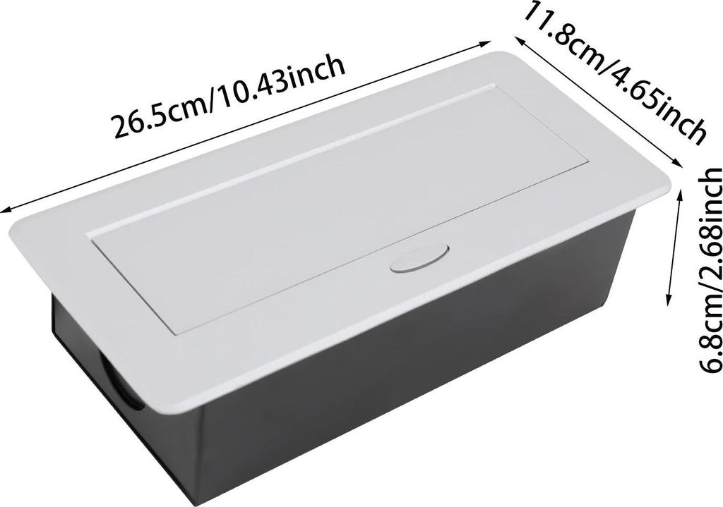 Versenkbare Tisch-Steckdose - Einbau-Steckdosenleiste - 2x 250V 16A EU-Steckdosen - USB-A 5V 2,1A + USB-C 5V 2,1A - 2500W - Silber