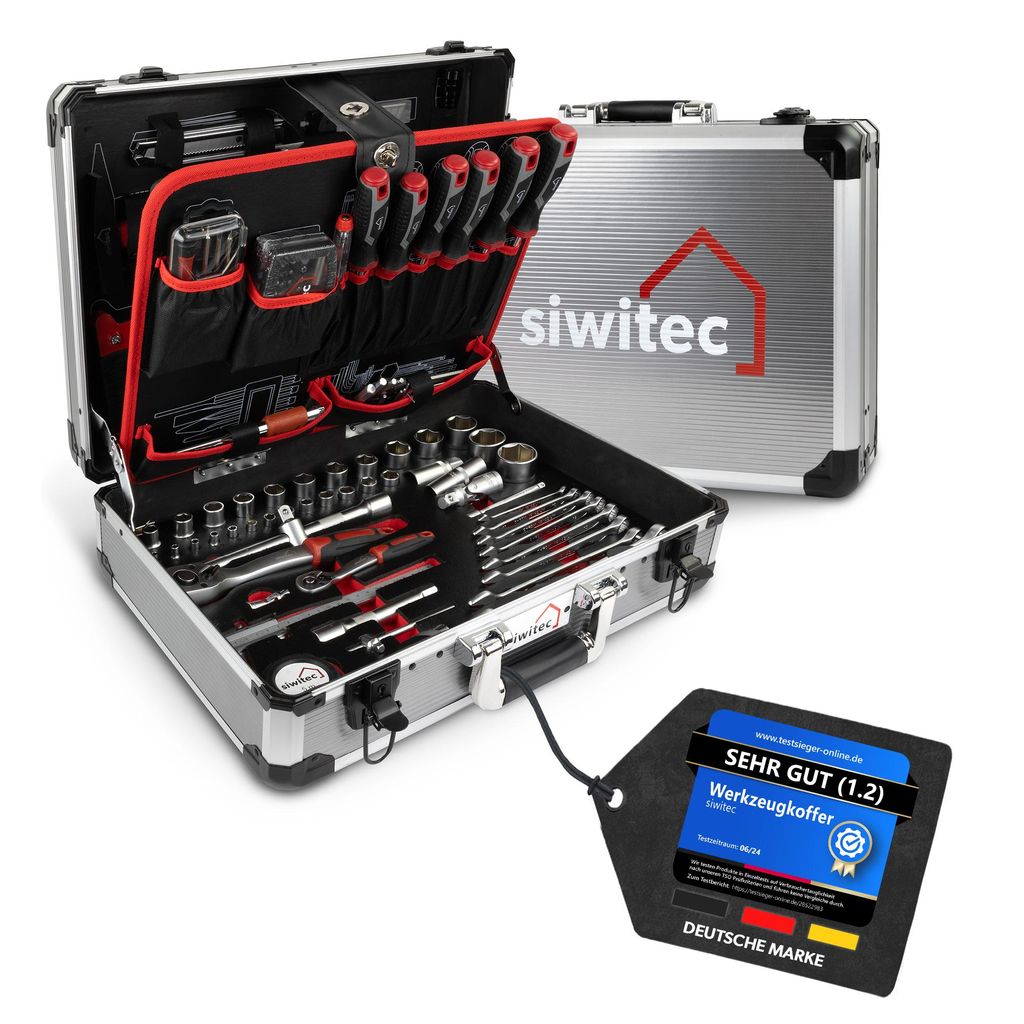 siwitec Werkzeugkoffer 139-tlg, Werkzeug Set, Zangen, Bits, Schlüssel, CRV Werkzeugkiste 47x35x15 cm