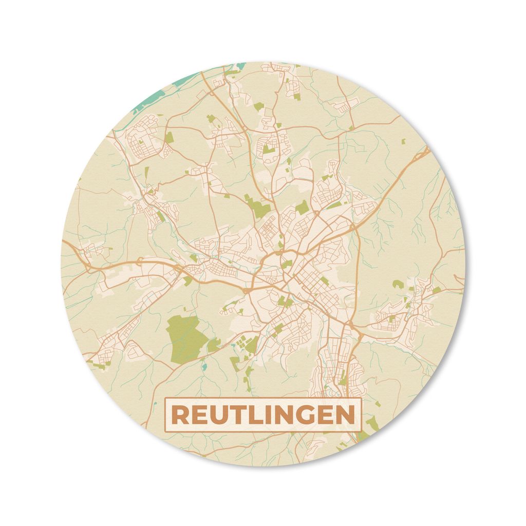 MuchoWow Mauspad Mousepad Stadtplan - Reutlingen - Vintage - Stadtplan 30x30 cm - Mousepads - Maus Mat - Pad - Mausunterlage - Tischunterlage - S...