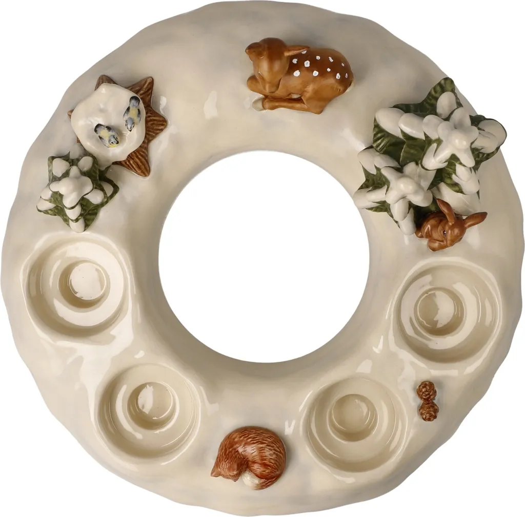 Décoration de Table Noël : Couronne Avent Goebel Winterwald Grès - 5