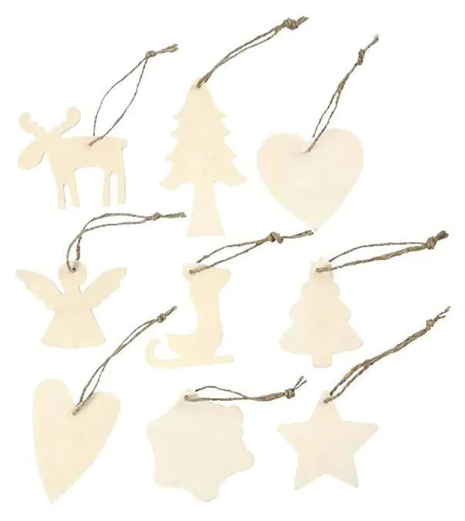 Lot de 72 ornements Noël en bois naturel CC pour décoration créative