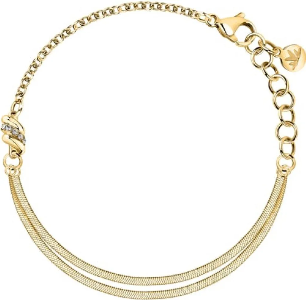 Bracelet double doré avec cristaux Torchon SAWZ05 - Bijou Élégant