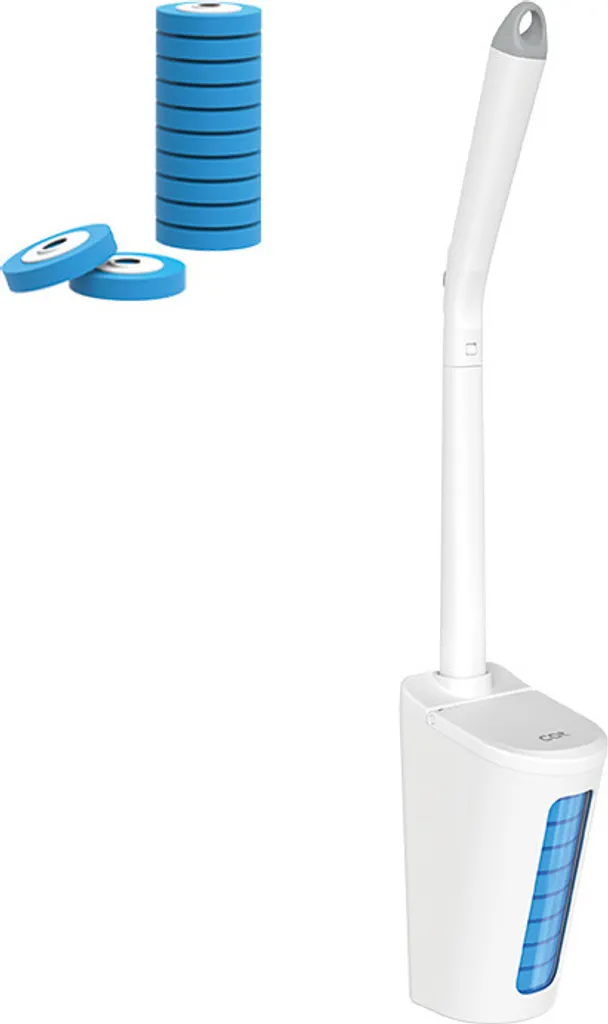 INF Brosse WC jetable avec 6 recharges parfum citron pour baguette