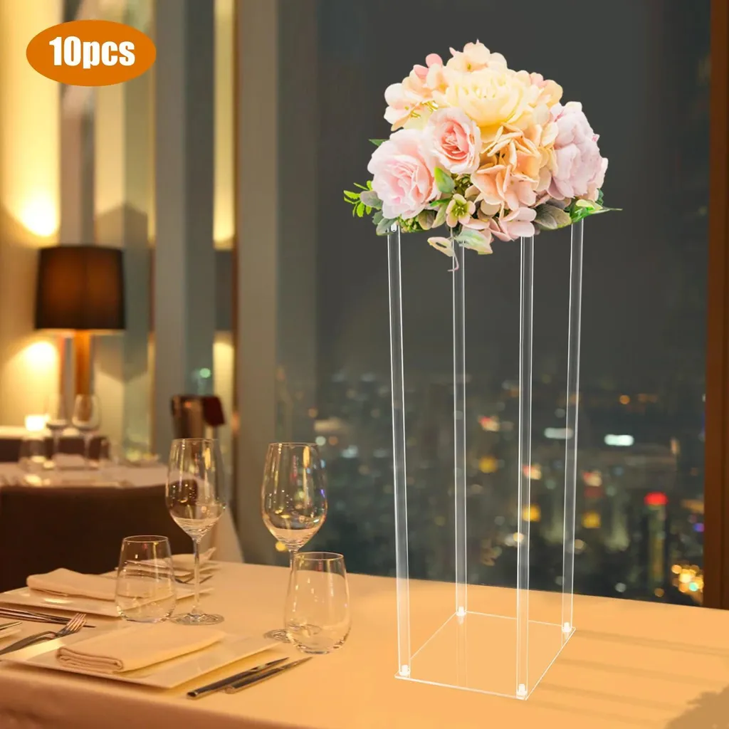 Support de Fleurs pour Mariage et Réception - Colonne Acrylique x10 - 7