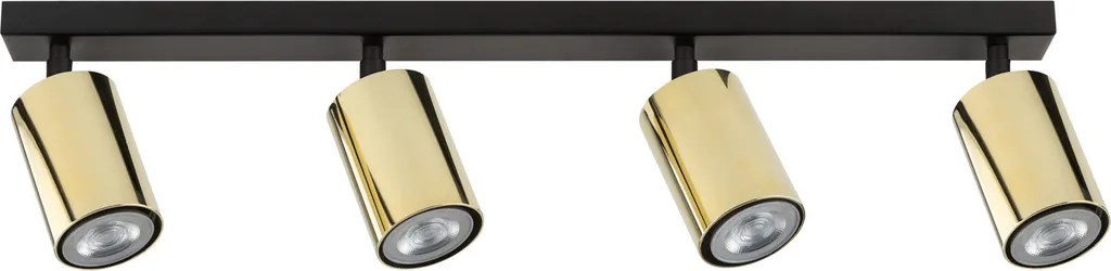 Luminaire de plafond 4 spots orientables noir laiton 4xGU10 Zoom Sigma