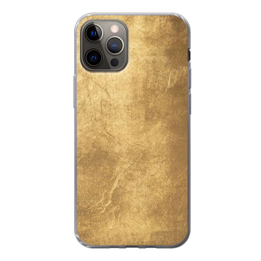 MuchoWow Handyhülle Schutzhülle Hülle für iPhone 12 Pro Licht fällt auf eine goldene Wand Silikon Softcase Handy Hülle - Abdeckung