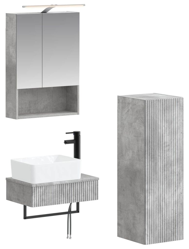 vidaXL Badezimmerschrank-Set 4 pcs Betongrau 50 x 14,5 x 70 cm