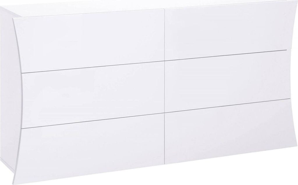 Kommode Mauro, Kommode 6 Schubladen, Kommode für Schlafzimmer, 100% Italy, glänzend weiß, cm 155x40h82
