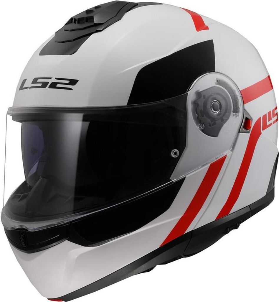 LS2 Klapphelm "FF908 Strobe II Autox" 3 weiß / rot, Gr. 61 / 62 = XL