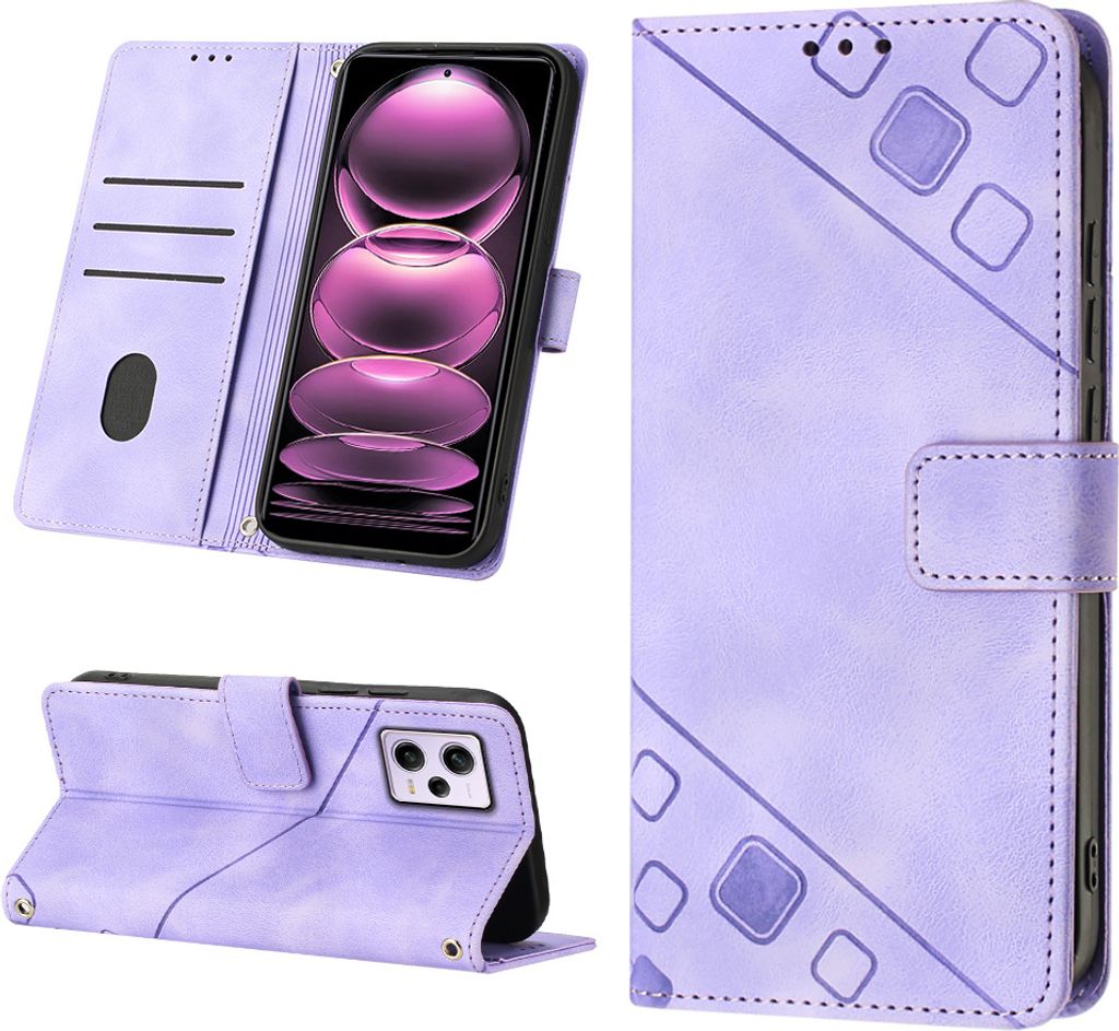 Hülle für Xiaomi Redmi Note 12 Pro Prägung Flip Leder Brieftasche Schutzhülle mit Ständer Lila