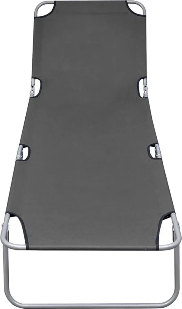 Bain de soleil pliable gris dossier réglable - Transat robuste et léger - 2