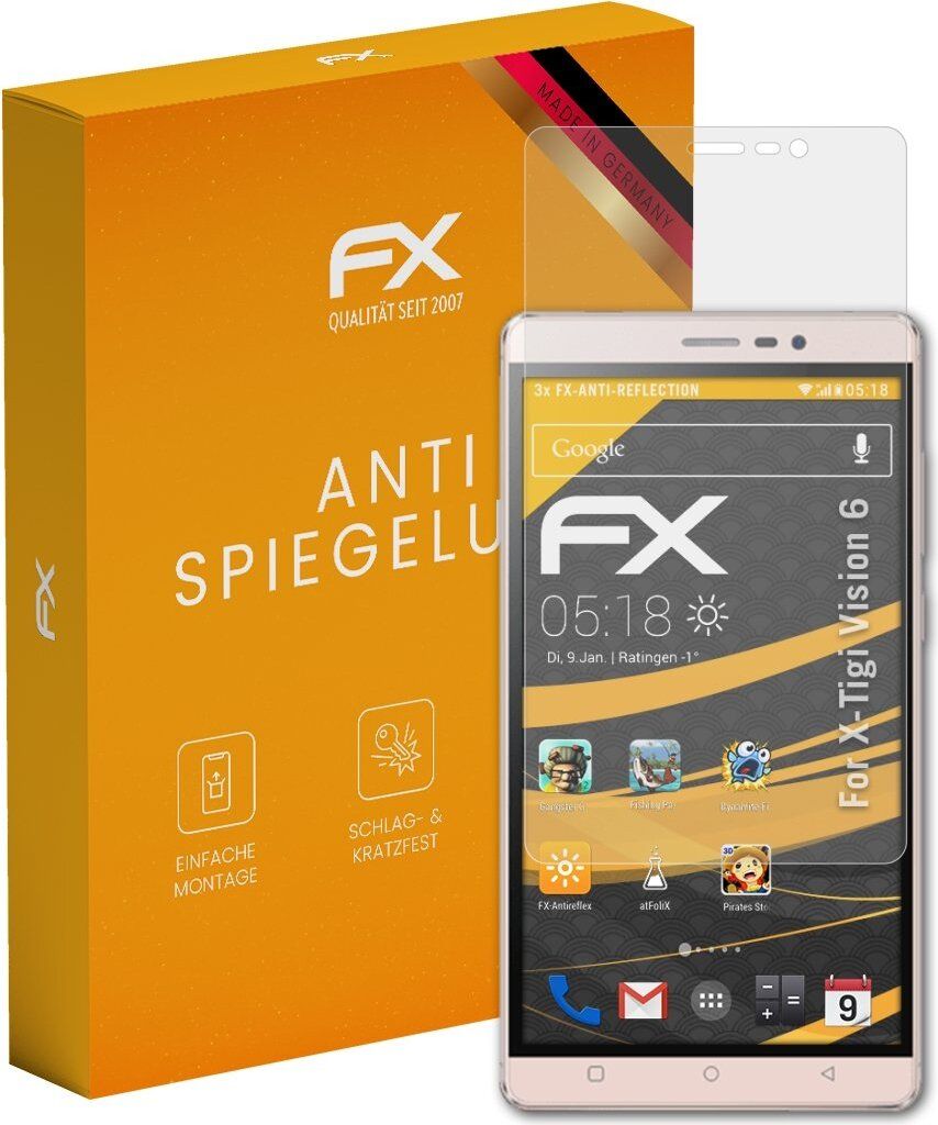atFoliX FX-Antireflex 3x Schutzfolie kompatibel mit X-Tigi Vision 6 Displayfolie