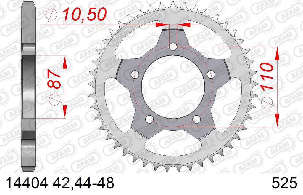 AFAM Standard Stahlritzel hinten 14404 - 525