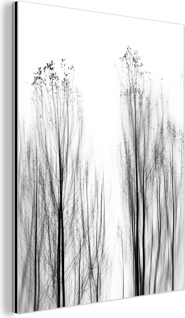 MuchoWow Wanddekoration Metall Metallbild Wandkunst 60x80 cm Bäume - Schwarz und weiß - Vögel - Natur MuchoWow Aluminium Gemälde - Wanddekorati...