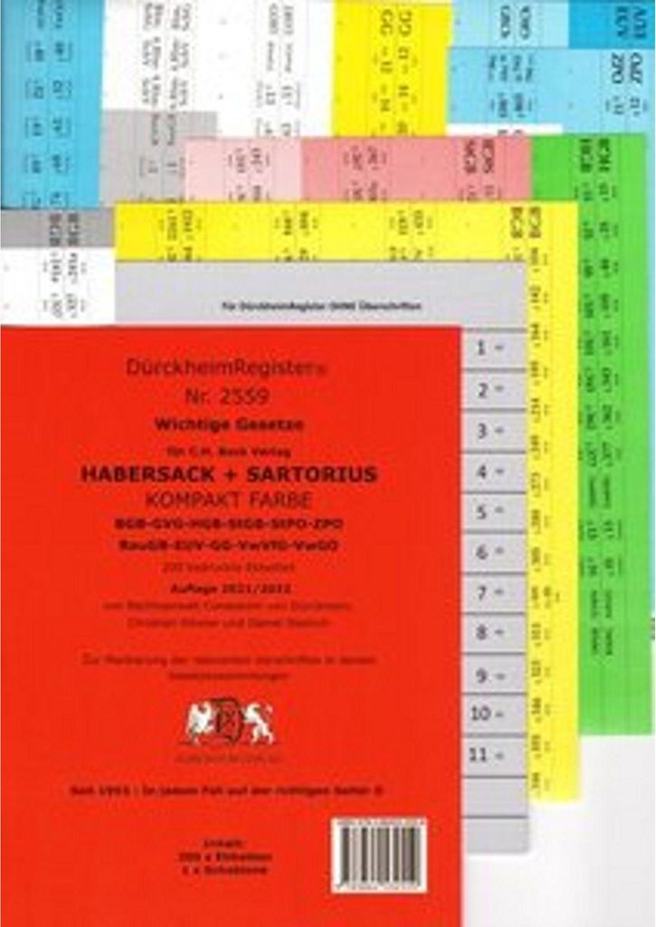 DürckheimRegister HABERSACK + SARTORIUS KOMPAKT Gesetze und §§, ohne Stichworte