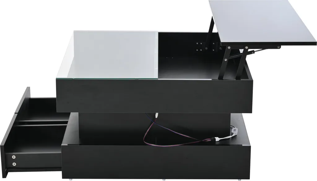 Table Basse Relevable de Salon pour Dîner et Télétravail avec LED - 9