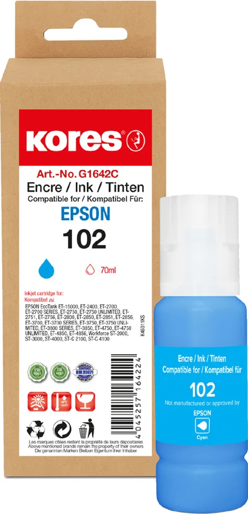 Encre Magenta Kores G1644M : la solution pour remplacer votre Epson 106