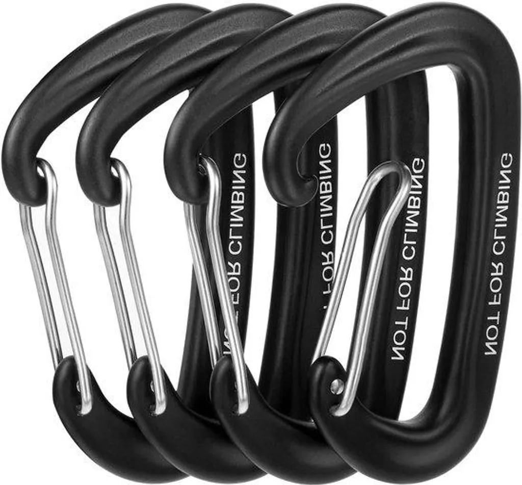 Mousqueton 8 kN en acier noir léger haute résistance pour fixation
