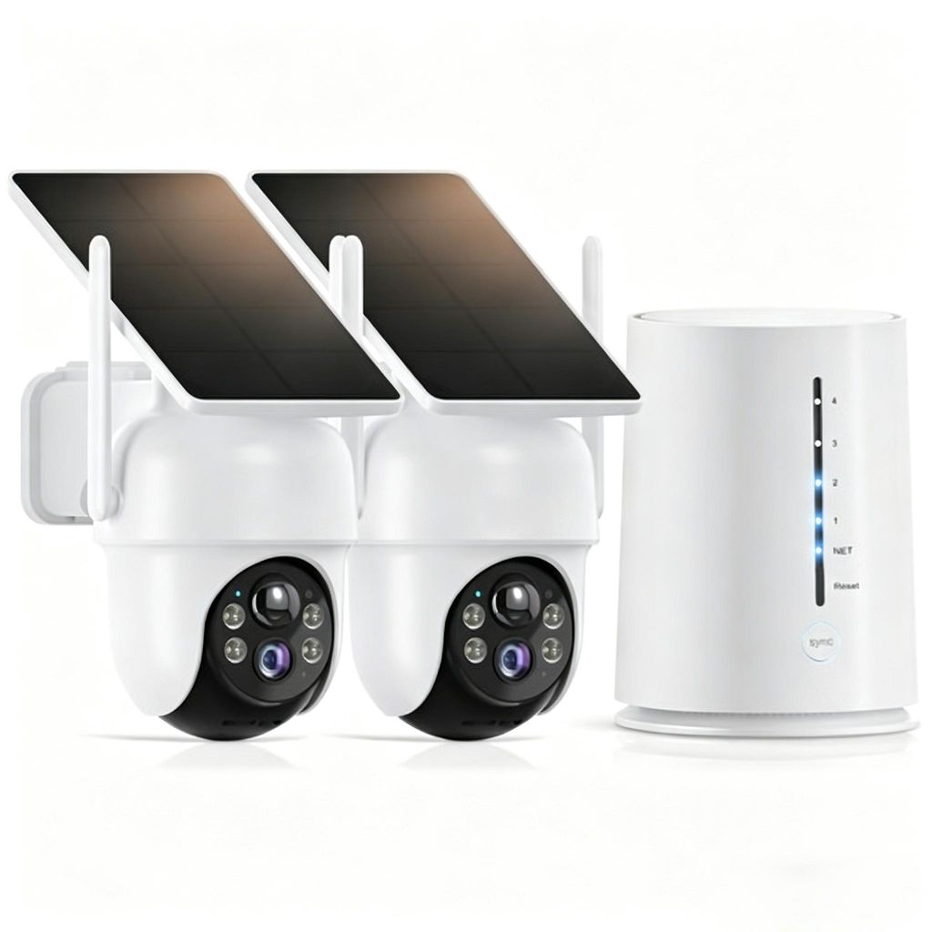 4MP Überwachungskamera Aussen Solar Set - 365Tage mit Solarpanel - 2.5K Kabellos Kamera Überwachung (Doppelkamera-Set)