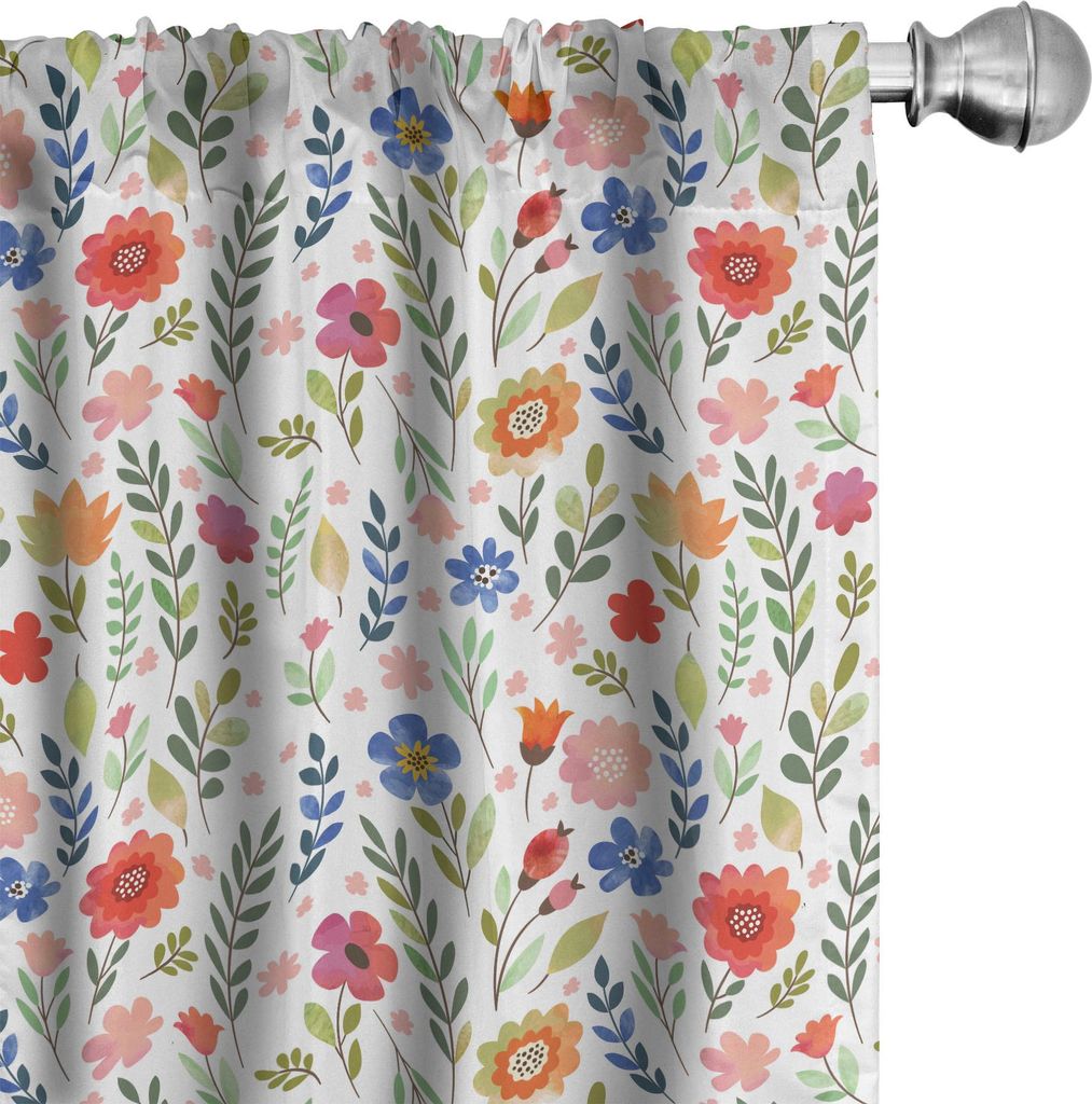 ABAKUHAUS Blume Vorhänge, Gardinen, Botanik Florets in Romantische Tönen blühenden Ornamente Aquarell Feminin Design, 2 Stück 75 x 175 cm, Mehr...